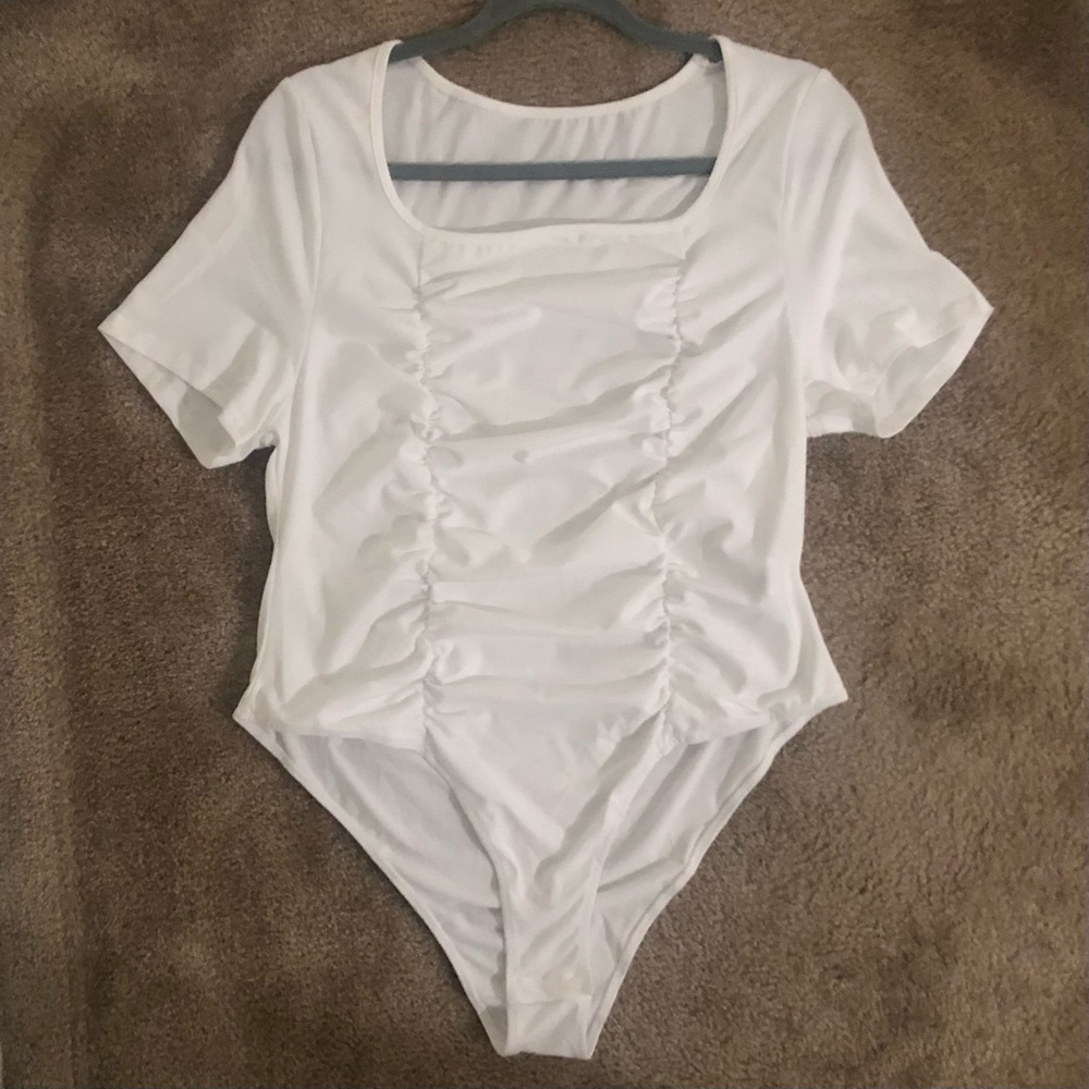 Unworn, white, bodysuit, size 1XL / 14